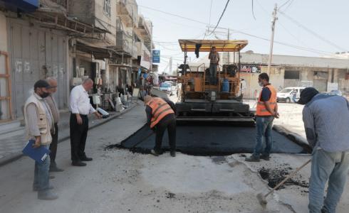 بلدية غزة تنجز صيانة شارع الفواخير في حد الدرج وسط المدينة