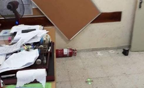 جانب من الاعتداء على مدرسة عبد الحميد السائح في نابلس