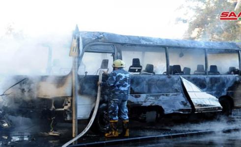 انفجار حافلة للجيش السوري في دمشق
