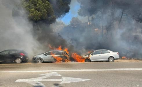 احتراق 4 سيارات قرب جامعة حيفا