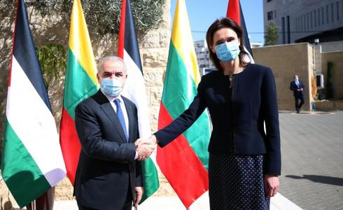 لقاء رئيس الوزراء محمد اشتية برئيسة برلمان ليتوانيا فيكتوريا أوميليتو نيلسن