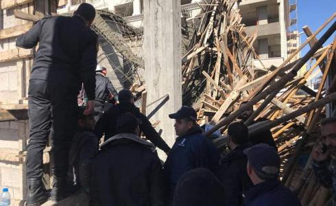 انهيار مبنى قيد الإنشاء على دوار ميناء غزة