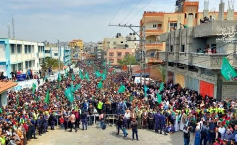 مظاهرة حاشدة شمال غزة تضامنا مع القدس والأقصى