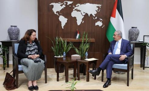 لقاء رئيس الوزراء اشتية مع مساعدة وزيرة الدولة للشؤون الخارجية السويسرية