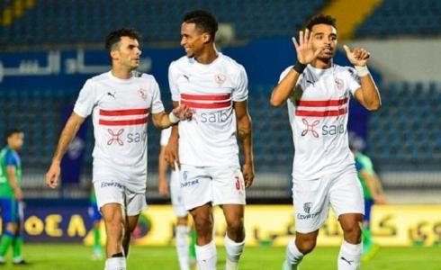 فرحة لاعبي نادي الزمالك بعد احرازهم هدف