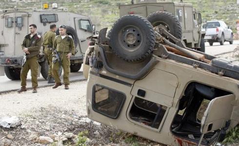 انقلاب مركبة إسرائيلية وإصابة 4 جنود
