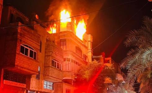 حريق المنزل في جباليا شمال قطاع غزة