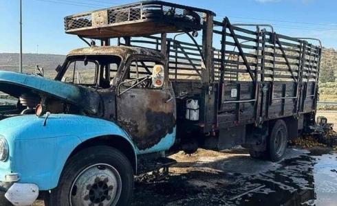 الشاحنة التي حرقها المستوطنين في طولكرم