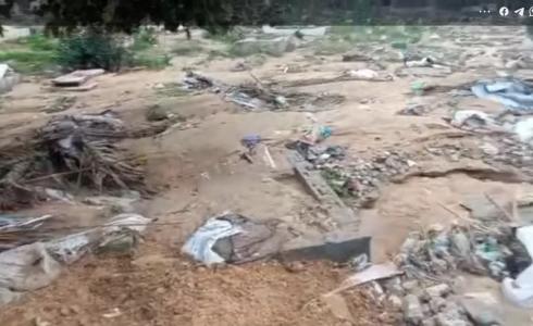 تضرر أجزاء واسعة من  مقبرة المغازي