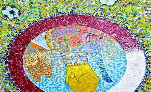 لوحة قصة كرة الفنية التي دخلت فيها قطر موسوعة غينيس