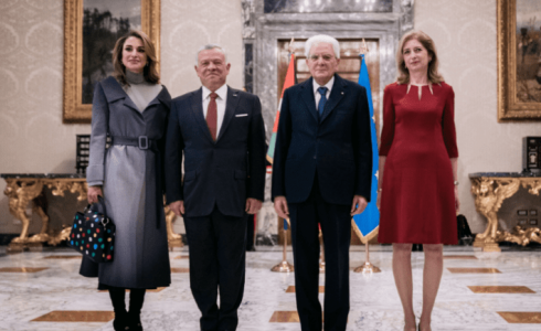 جانب من لقاء الرئيس الإيطالي مع العاهل الأردني