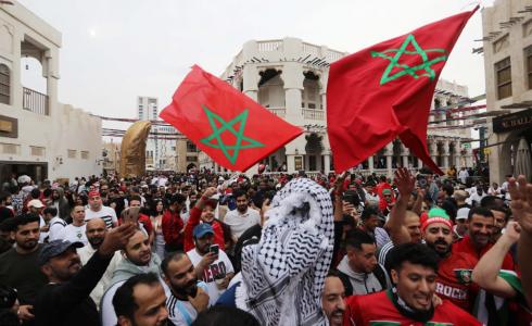 جانب من الهتافات الحماسية من جماهير المغرب في الدوحة
