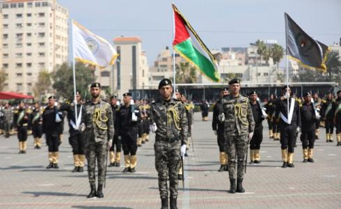 عناصر من داخلية غزة  خلال حفل تخريج فوج "درع القدس"