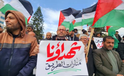 جانب من الوقفة الجماهيرية في غزة المنددة بجريمة الاحتلال في أريحا