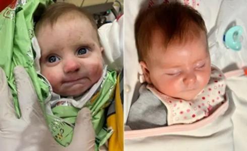 طفل الأنقاض الضاحك.