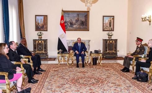 جانب من لقاء السيسي مع وزير الدفاع الأميركي لبخث الأوضاع الفلسطينية