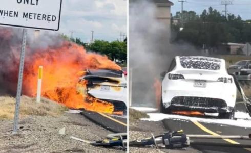 حادثة احتراق سيارة "تسلا واي" تثير السخرية من شركة "إيلون ماسك"