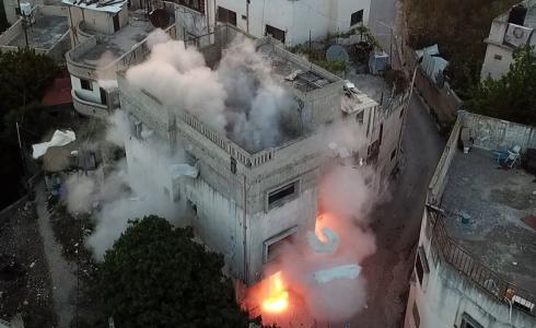لحظة تفجير منزل عائلة الشهيد محمد صوف غرب سلفيت