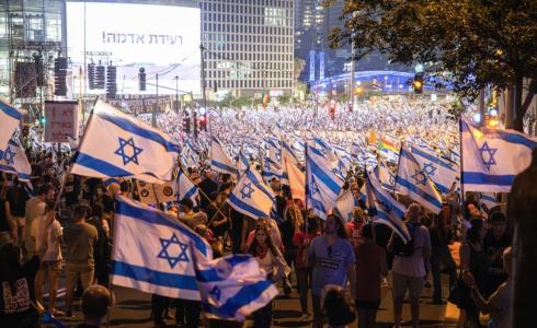 مظاهرة في تل أبيب ضد إضعاف القضاء، السبت الماضي ( Getty Images)