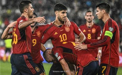 منتخب اسبانيا خلال اللقاء