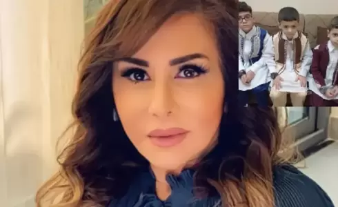 مها المصري وفي الصورة أطفال ابن أختها
