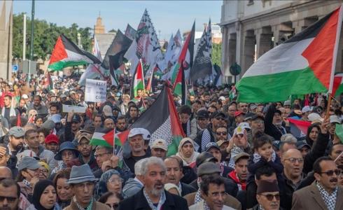 آلاف المغاربة يتضامنون مع غزة