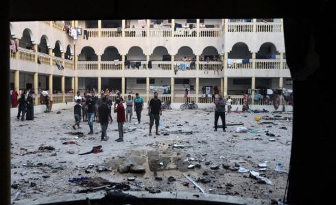 آثار قصف مدرسة التابعين في غزة