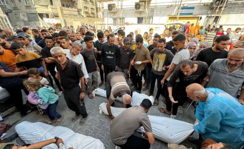 من مجزرة الاحتلال في مدرسة أبو حسين في جباليا