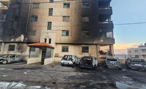 آثار إحراق المستوطنين للمركبات في مدينة البيرة الليلة الماضية