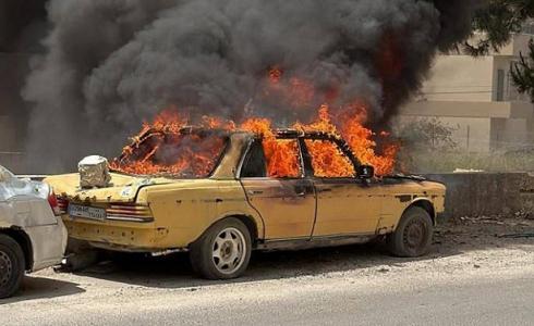 المركبة التي استهدافها بين بلدتي ميس الجبل وبليدا (مواقع التواصل)