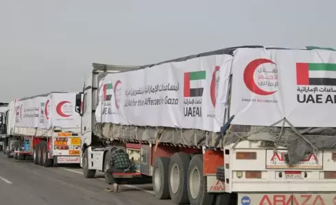 دخول 3 قوافل مساعدات إماراتية إلى قطاع غزة تحمل 458 طن من المساعدات الإنسانية