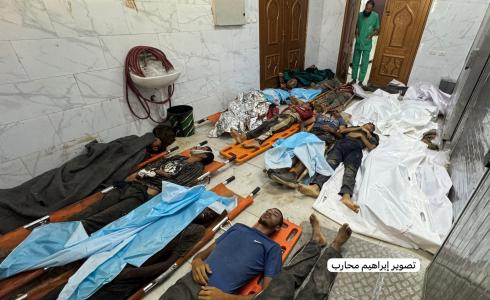 تكدّس ثلاجة الموتى بمجمع ناصر الطبي بأعداد كبيرة من الشهداء صباح اليوم.