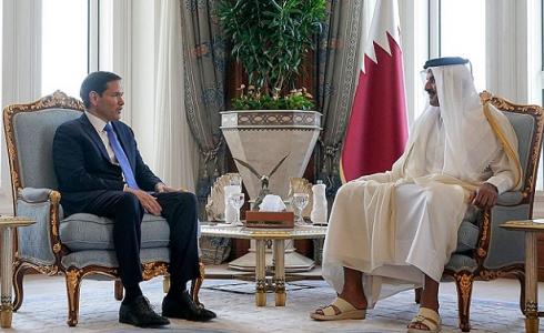 أمير قطر وروبيو خلال لقاء اليوم