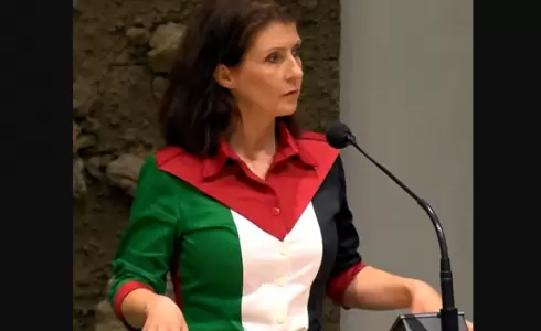 نائبة هولندية ترتدي ألوان علم فلسطين