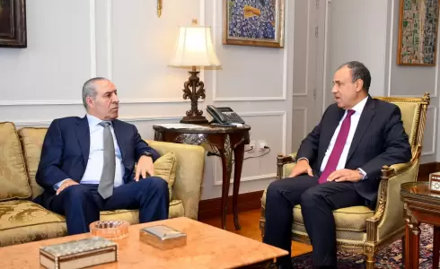وزير الخارجية المصري مع نائب الرئيس الفلسطيني