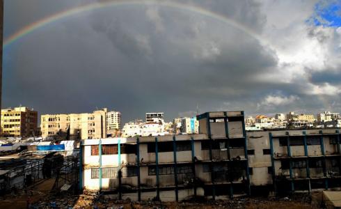 قوس قوح يزين سماء غزة صباح اليوم