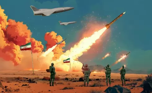 إطلاق الصواريخ والمسيرات الإيرانية - توضيحية