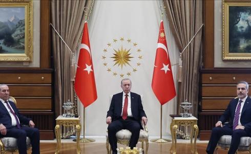حسين الشيخ خلال لقاء الرئيس التركي أردوغان