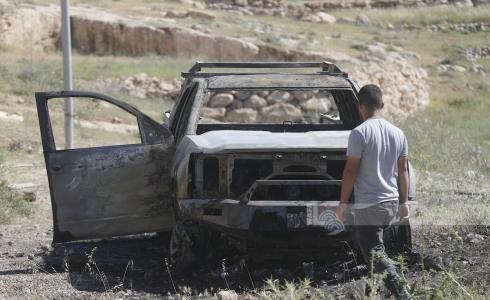 مركبة أحرقها المستعمرون في هجوم قبل أيام بمسافر يطا