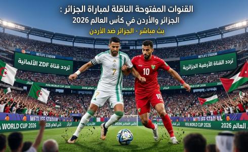 القنوات المفتوحة الناقلة لمباراة الجزائر والأردن في كأس العالم 2026