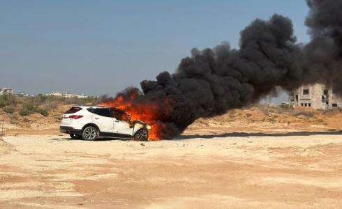 استهداف مركبة جنوب غربي مدينة غزة اليوم