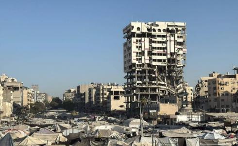 مبنى برج بنك فلسطين المتضرر في غزة
