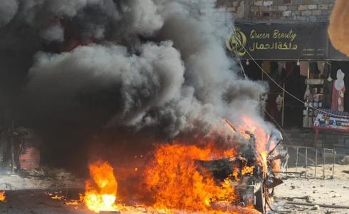 قصف مركبة في حي الشيخ رضوان بغزة