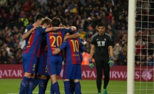 فرحة لاعبي برشلونة