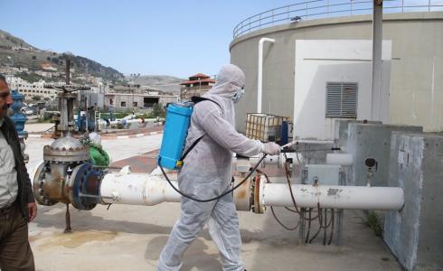 تعقيم محطات وآبار المياه في الضفة الغربية