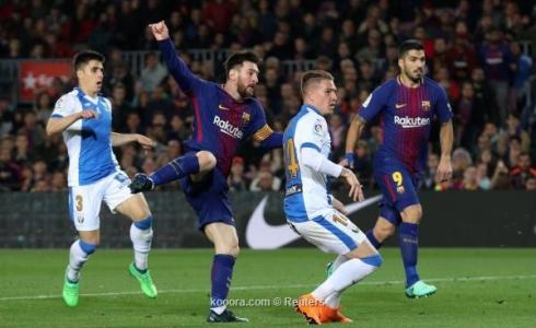 من مباراة برشلونة وليجانيس في الدوري الاسباني