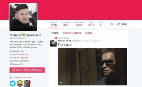 نشر ريتشارد سبنسر تغريدات على موقع تويتر بعد إعادة تفعيل حسابه