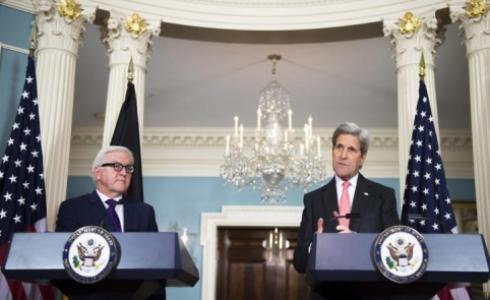  كيري في مؤتمر صحفي مع نظيره الألماني فرانك فالتر شتاينماير