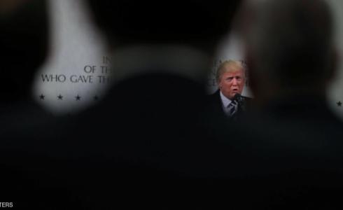 دونالد ترامب خلال المؤتمر الصحفي بعد زيارة السي آي إيه