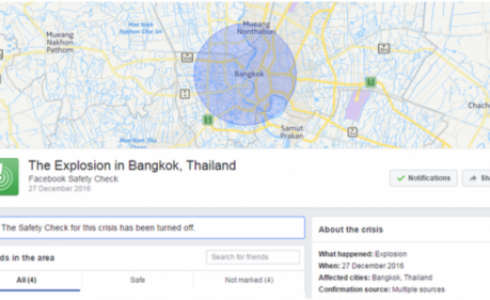 تلقى مستخدمو فيسبوك في بانغكوك إنذار خاطئ عن "انفجار" في العاصمة التايلاندية، بعد أن شغلت شبكة التواصل الاجتماعي خاصية التحقق من السلامة